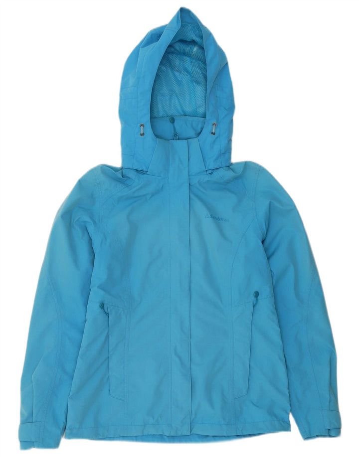 Schoffel Veste de pluie à capuche pour femme UK 10 Small Bleu Polyester