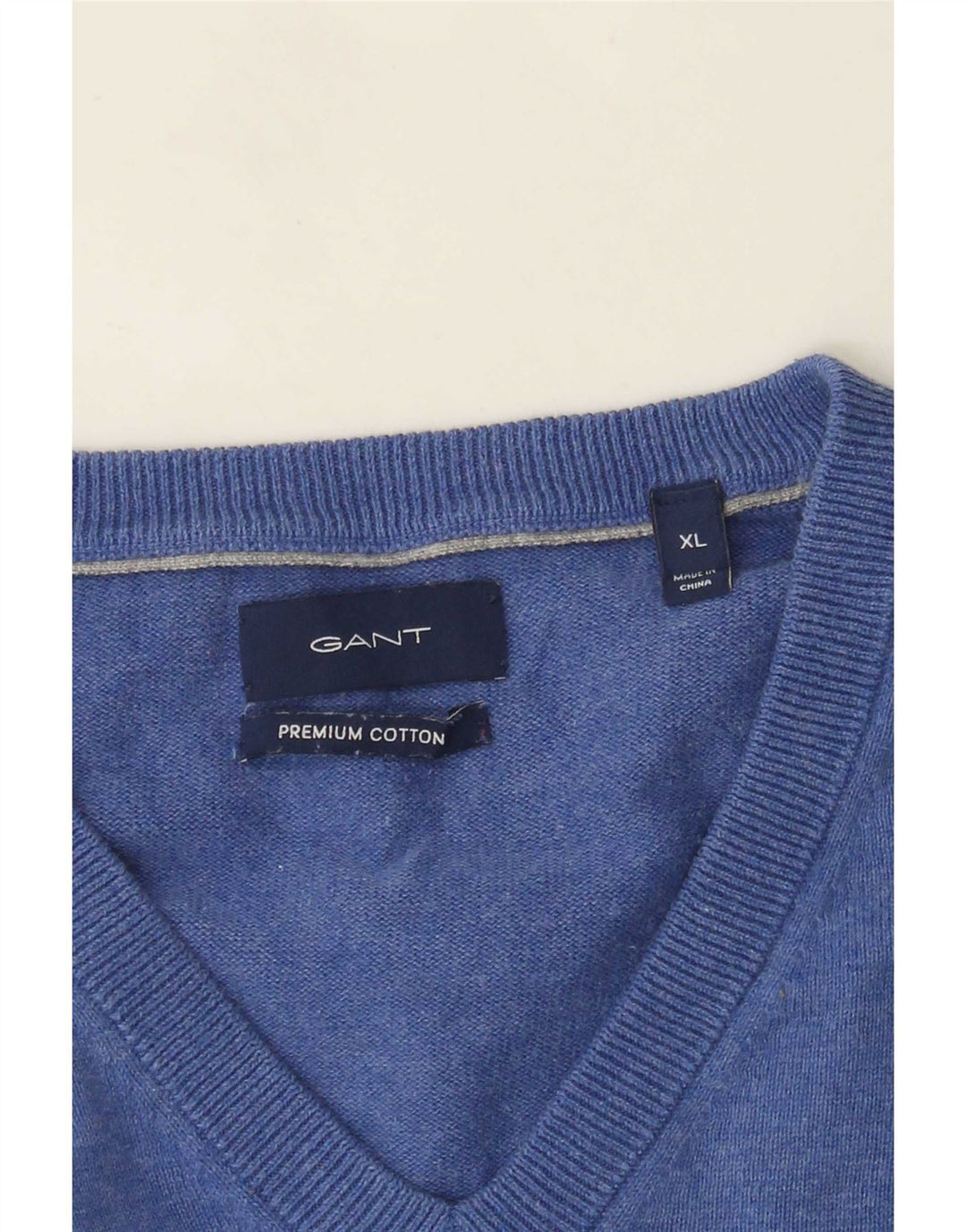 Gant Pull Col V Homme XL Bleu Coton