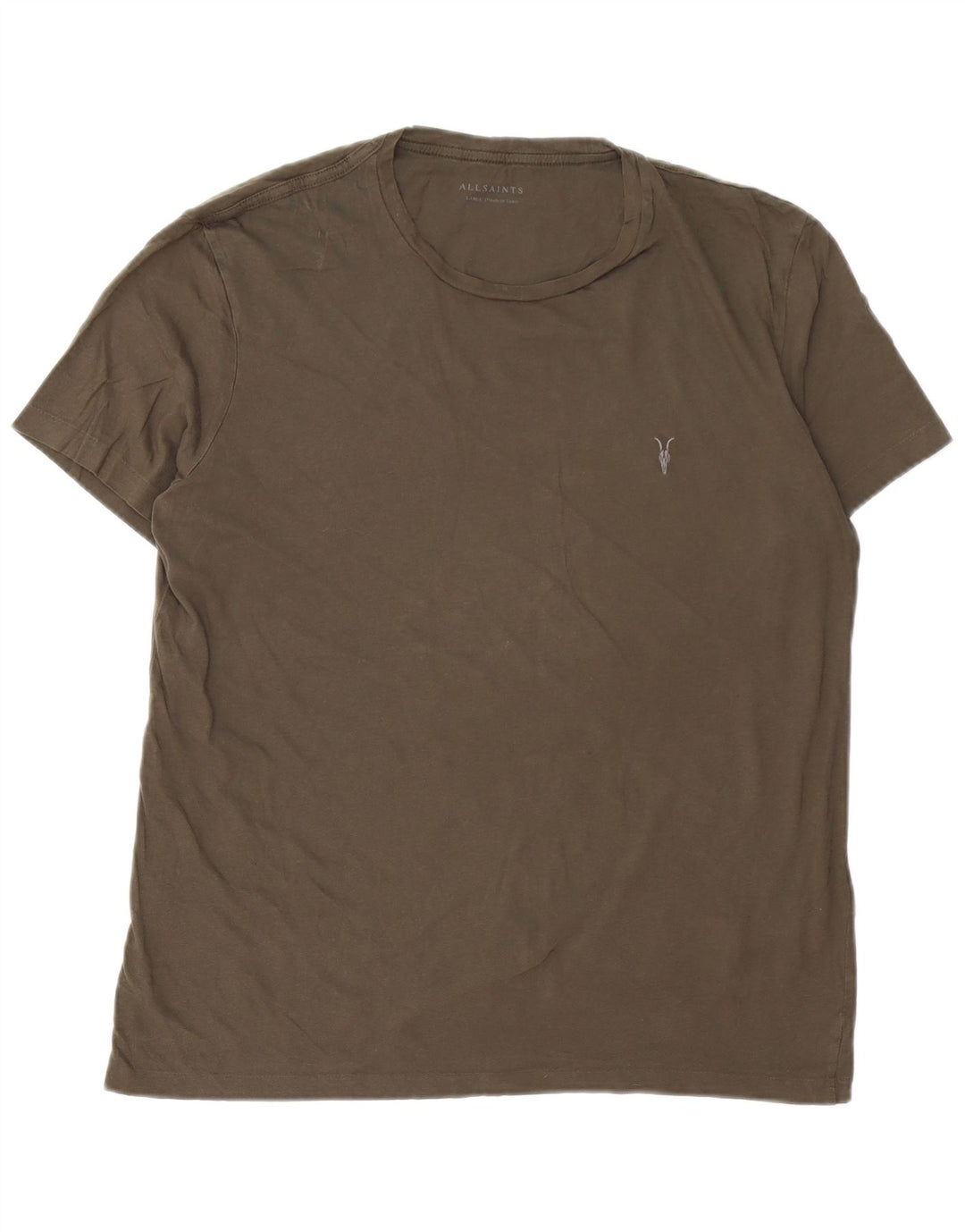 ALL SAINTS T-Shirt Homme Haut Large Kaki Coton