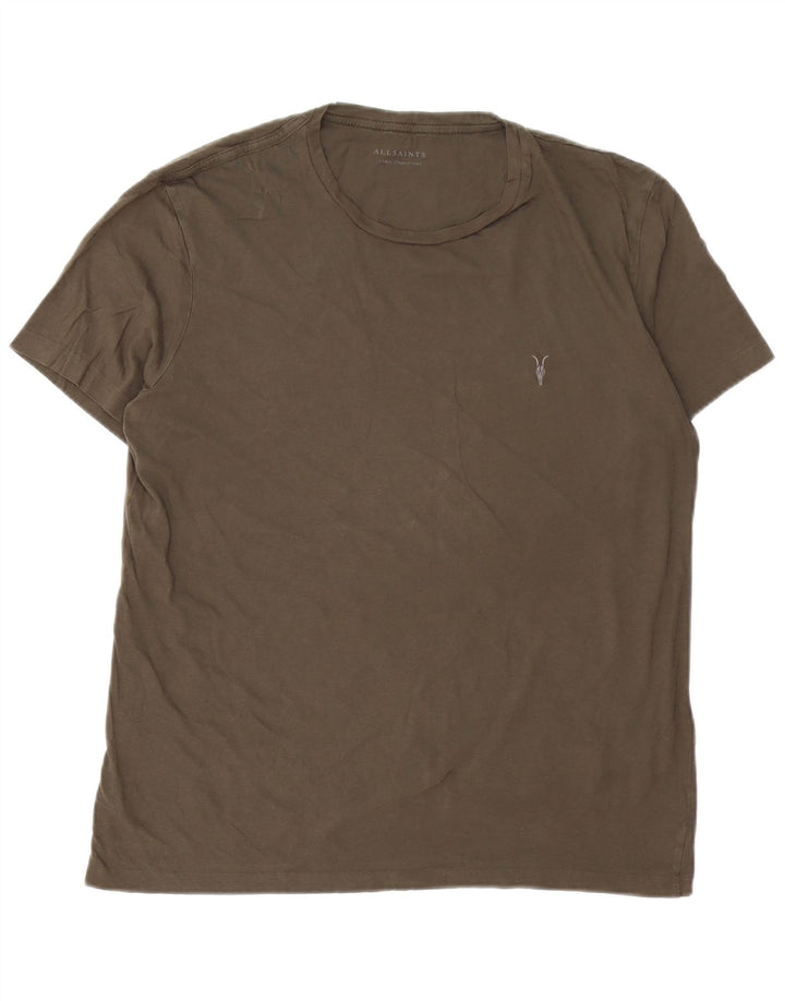 ALL SAINTS T-Shirt Homme Haut Large Kaki Coton