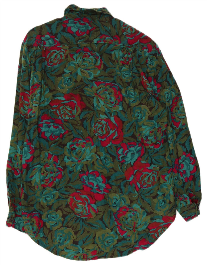 VINTAGE Robe chemise coupe ample pour femme UK 14 Medium Multicolore Floral