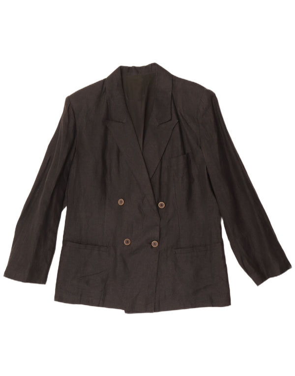 vintage Femme Double Breasted Blazer Veste IT 48 XL Lin Gris