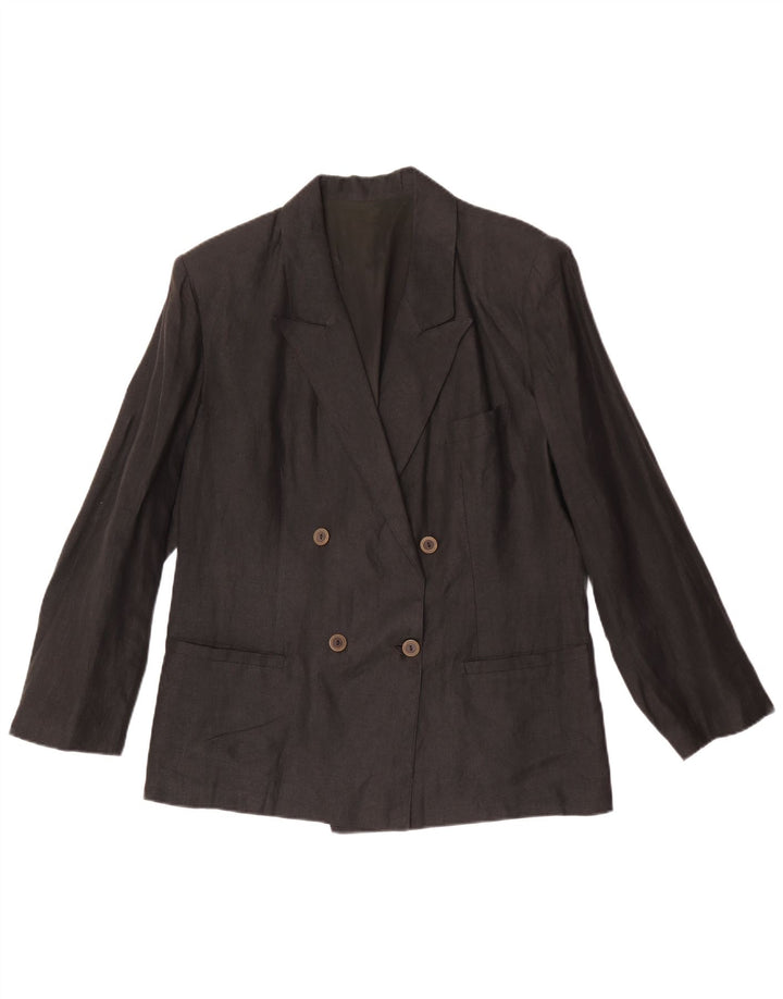 vintage Femme Double Breasted Blazer Veste IT 48 XL Lin Gris