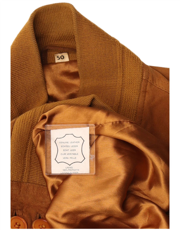 vintage Mens Suede Bomber Jacket IT 50 Grand Cuir Beige