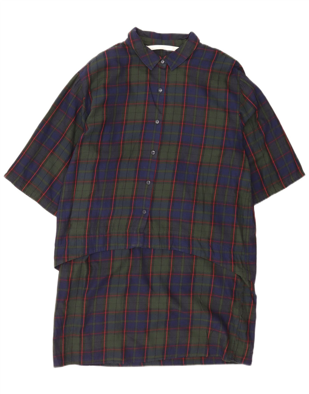 Zara Robe chemise pull à manches 3/4 pour femme UK 16 Grand carreaux bleu marine