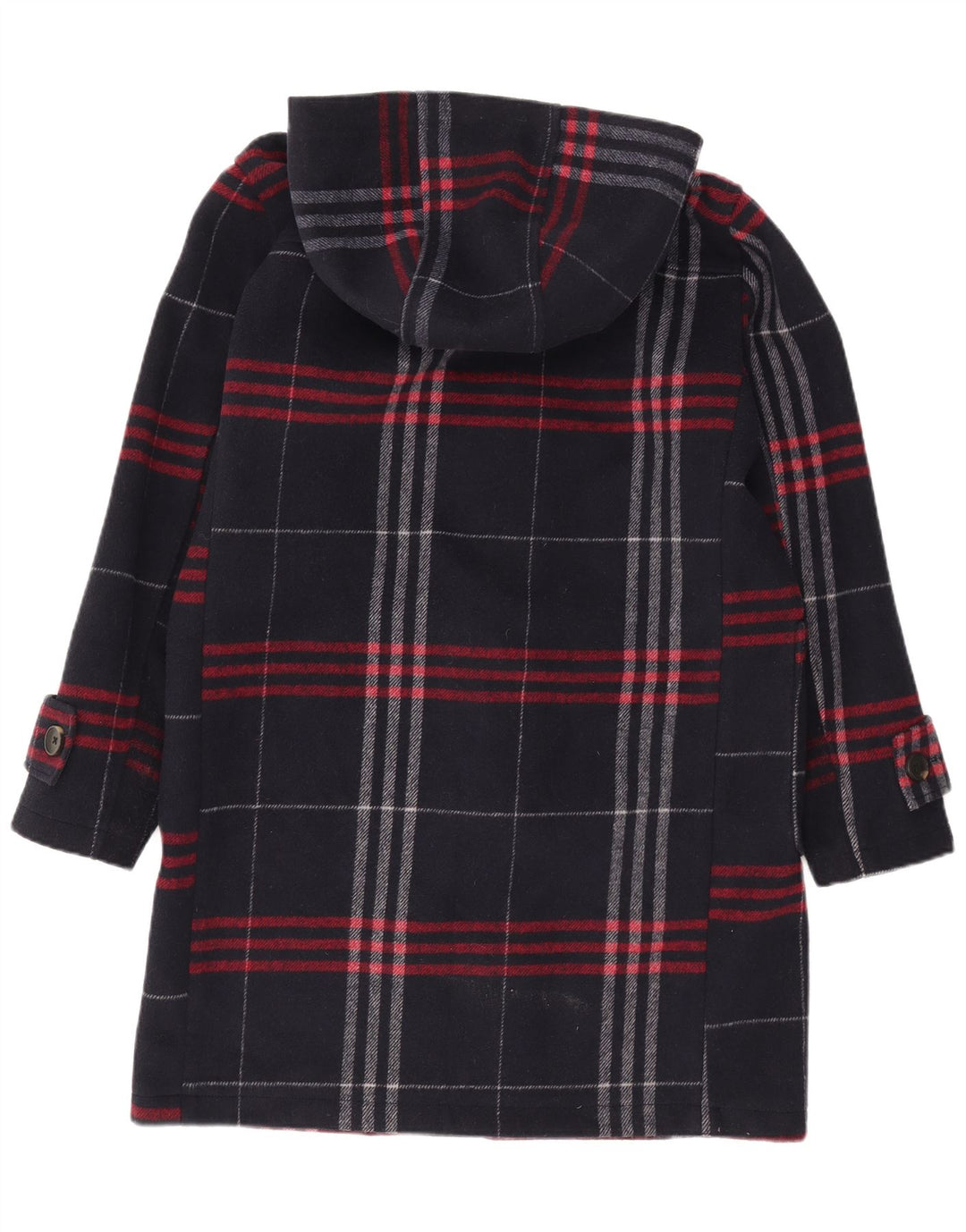 Zara Duffle Coat à capuche pour homme UK 36 Petit bleu marine à carreaux en polyester