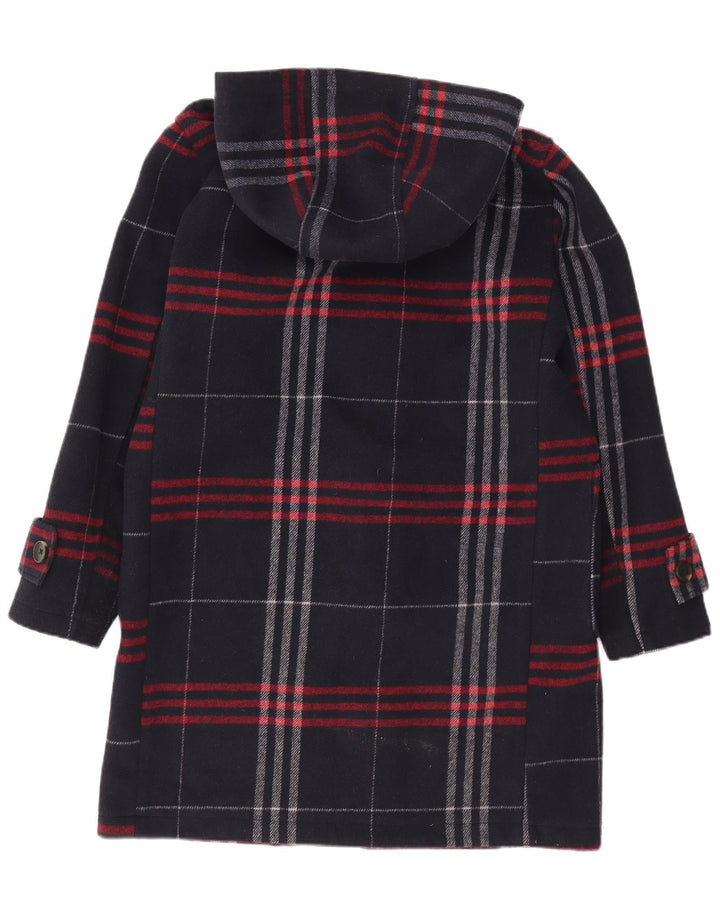 Zara Duffle Coat à capuche pour homme UK 36 Petit bleu marine à carreaux en polyester
