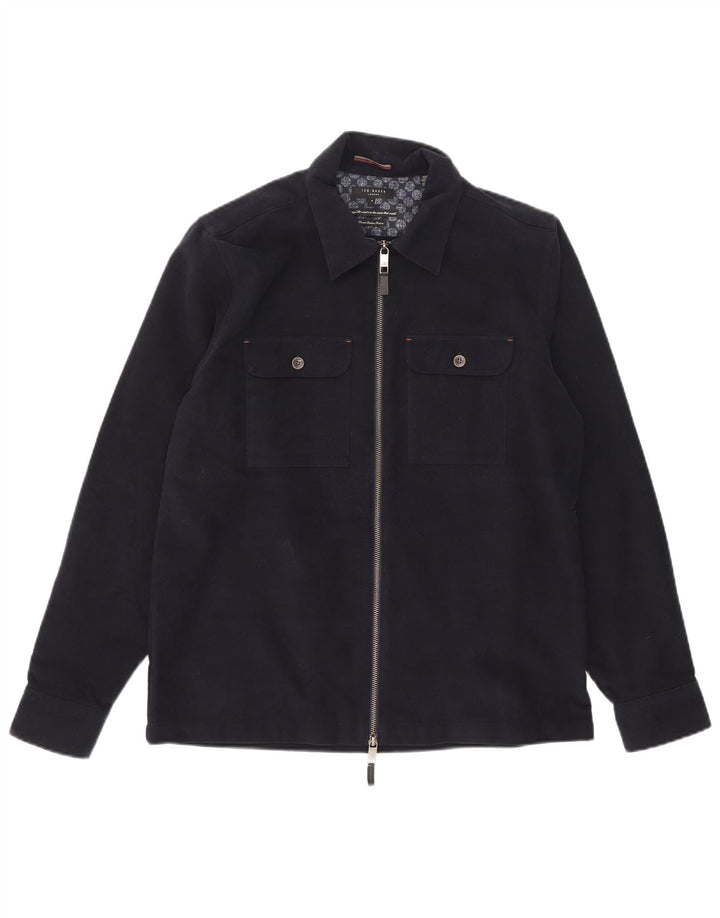 Ted Baker Veste Bomber Homme Taille 4 Grand Coton Bleu Marine