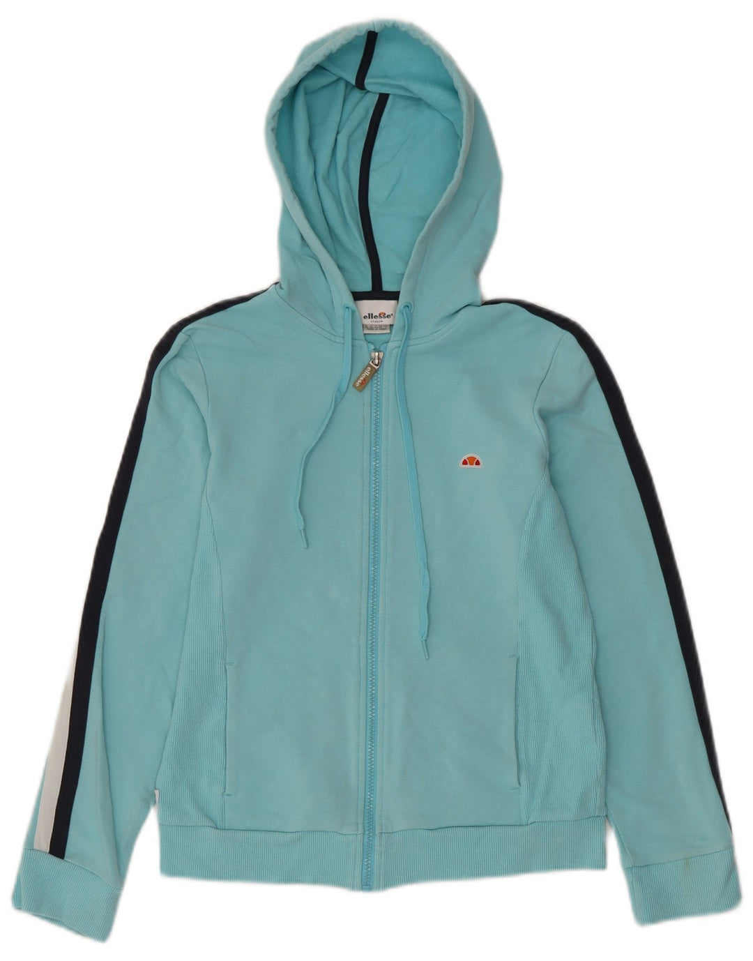 ELLESSE Pull à capuche zippé pour femme UK 10 Petit Bleu Coton