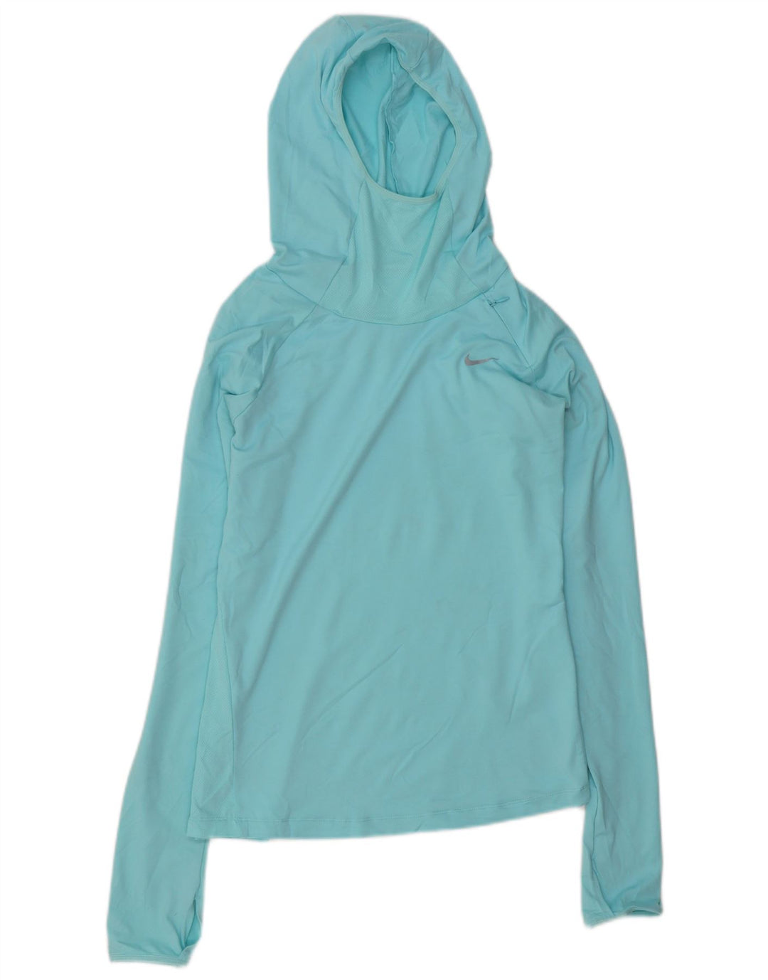 NIKE Haut à capuche Dri Fit pour femme à manches longues UK 10 Petit Bleu Polyester