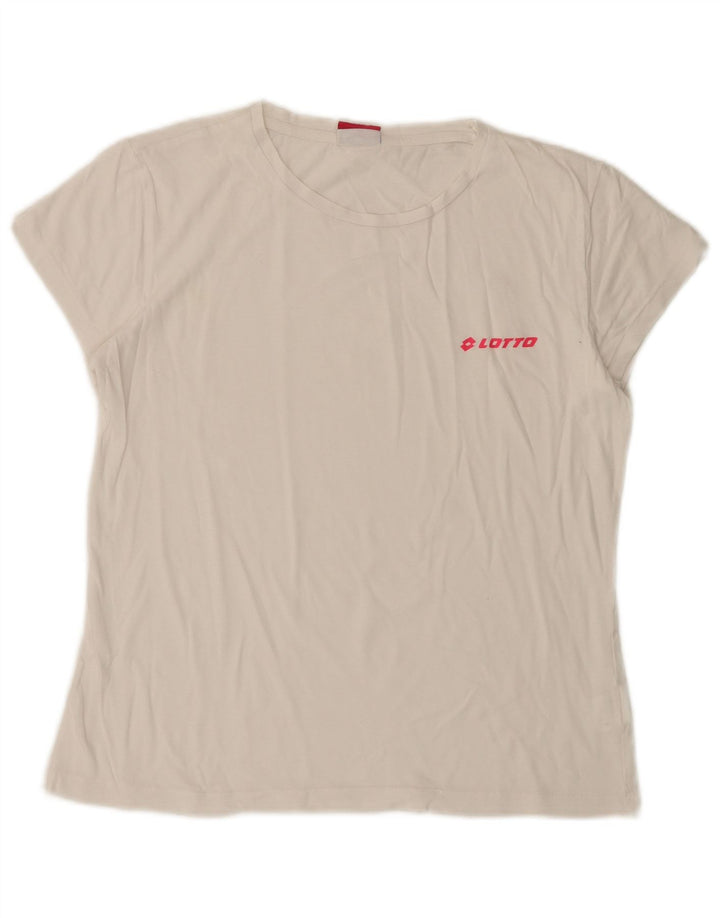 LOTTO T-Shirt Femme Top UK 10 Petit Blanc Coton