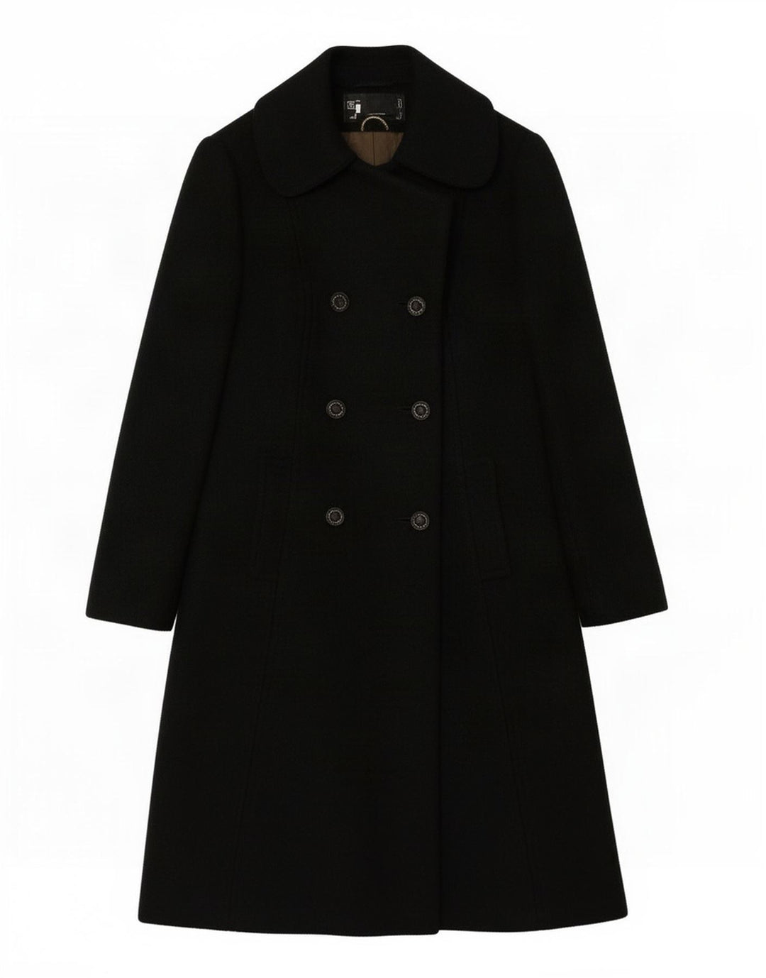 vintage Femme Double Breasted Coat UK 18 XL Laine Noire