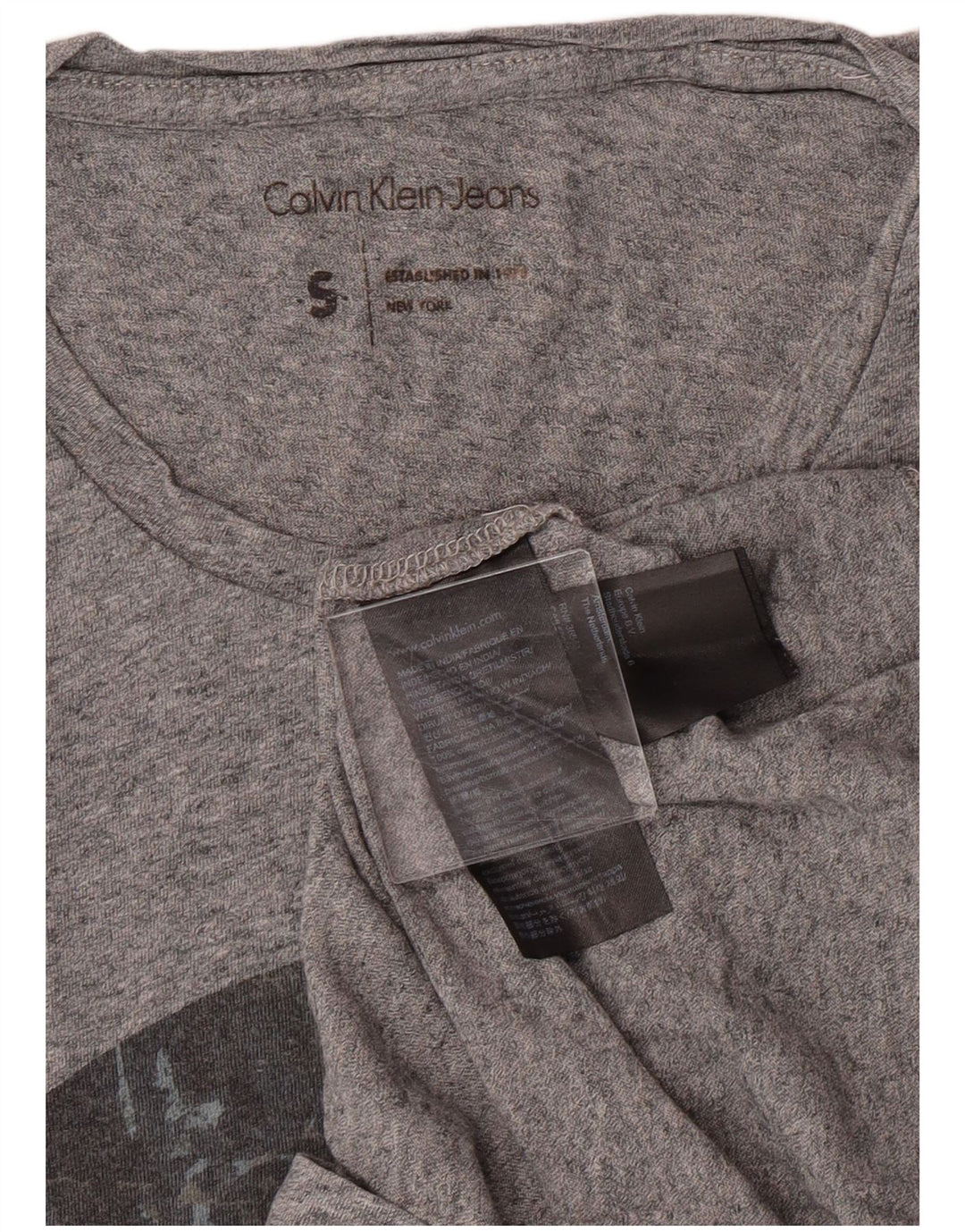 Calvin Klein Jeans T-Shirt Graphique Homme Petit Gris Coton