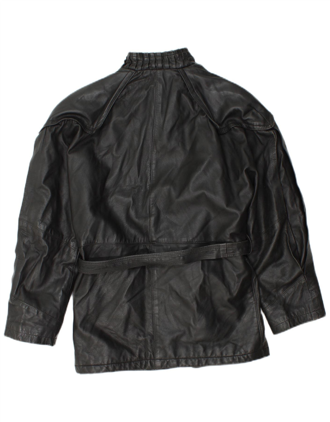 Veste en cuir femme vintage UK 12 Noir Moyen