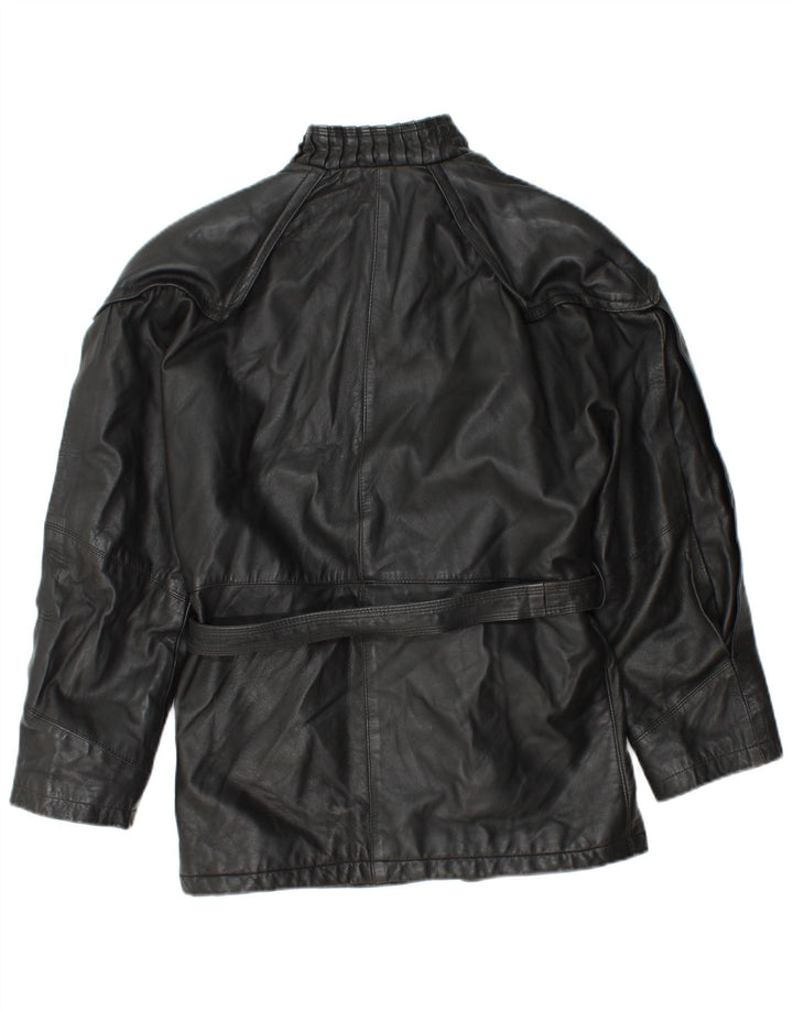 Veste en cuir femme vintage UK 12 Noir Moyen
