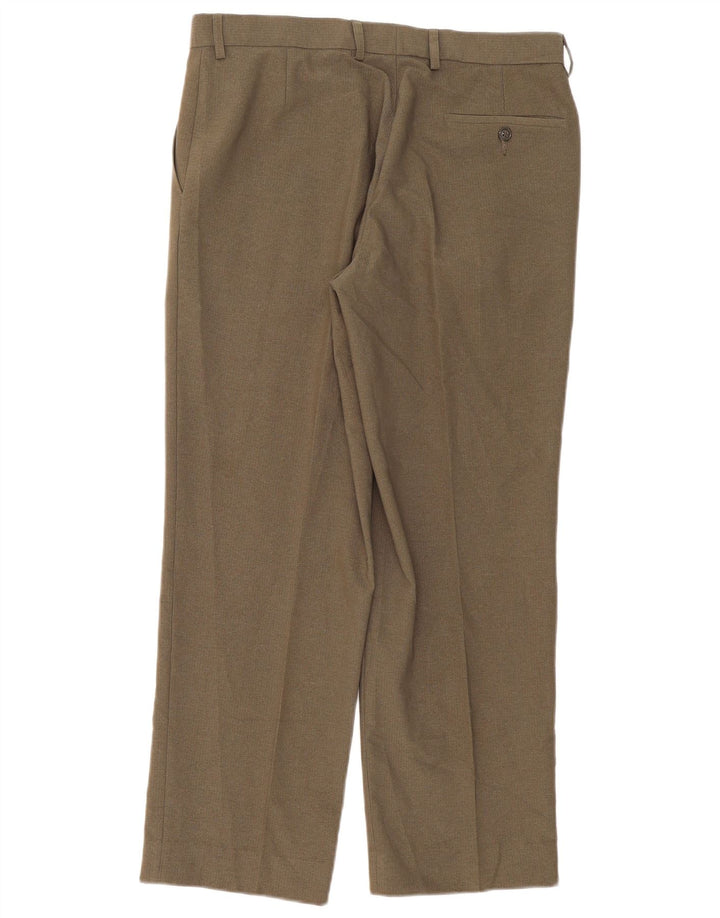 Marks & Spencer Pantalon de costume droit pour homme W34 L31 Kaki Polyester