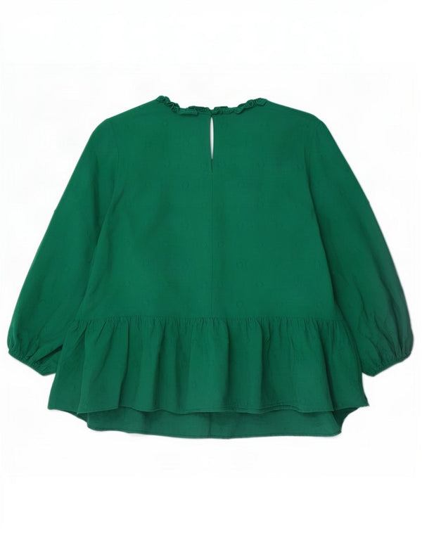 Zara Chemisier à manches longues pour femme UK 18 XL Coton à pois vert