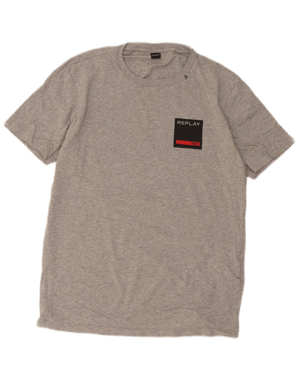 Replay T-Shirt Homme Haut Large Gris Moucheté Coton