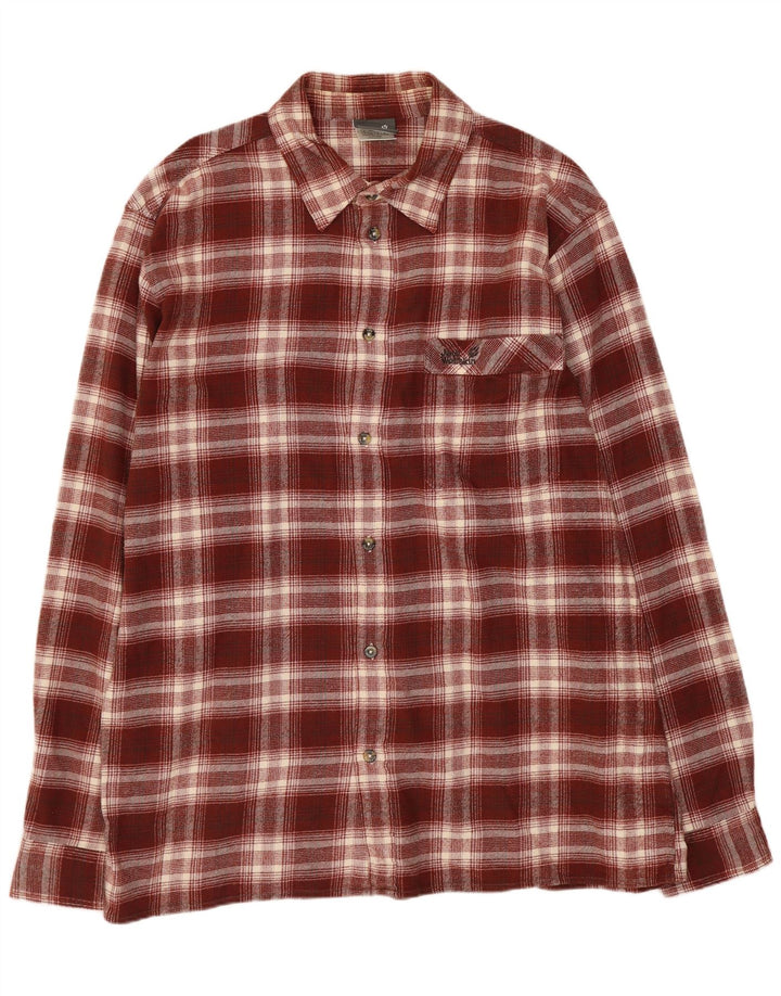 Jack Wolfskin Chemise en flanelle pour homme XL en coton à carreaux bordeaux