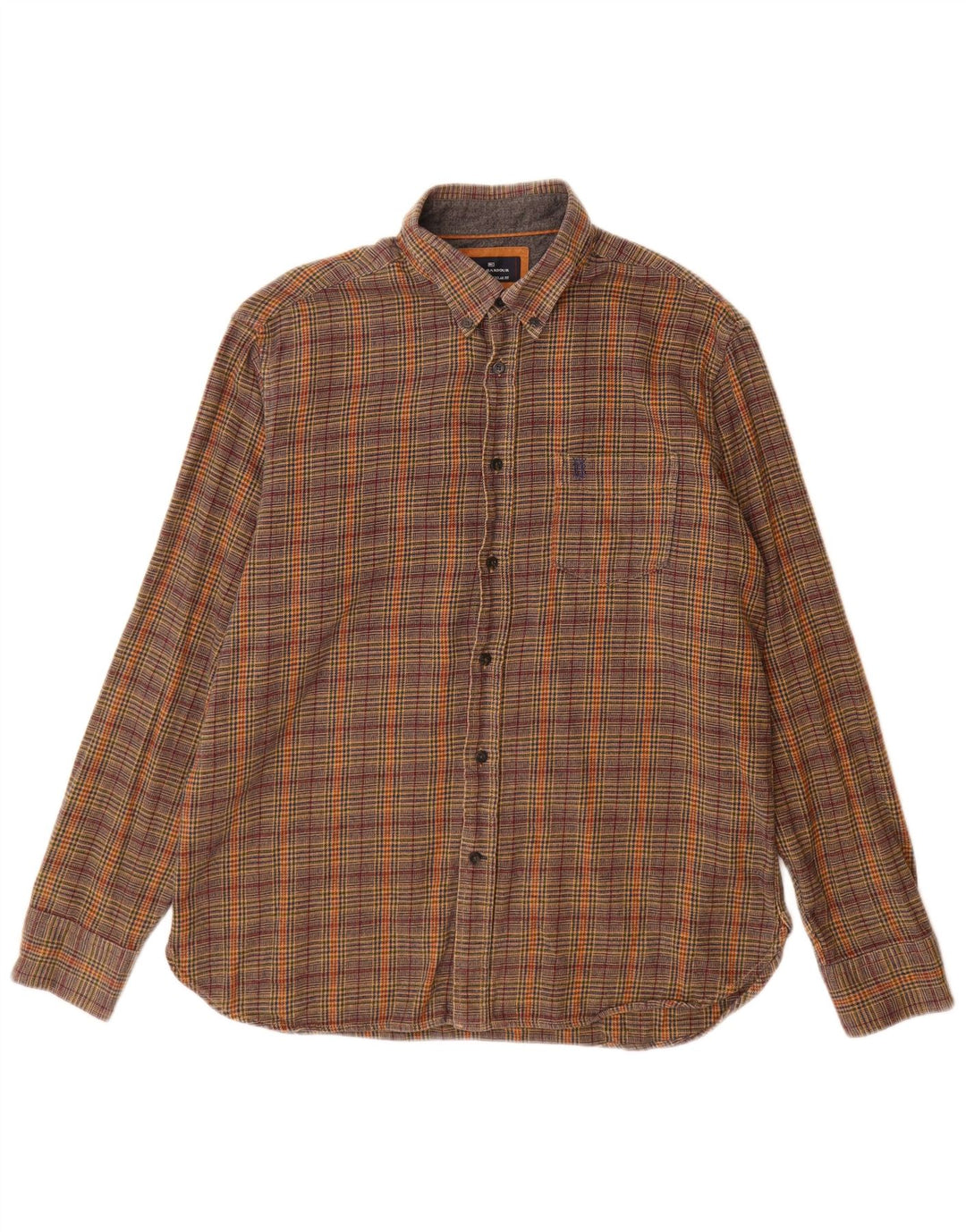 Marks & Spencer Chemise en flanelle Blue Harbour pour hommes, grand motif pied-de-poule marron