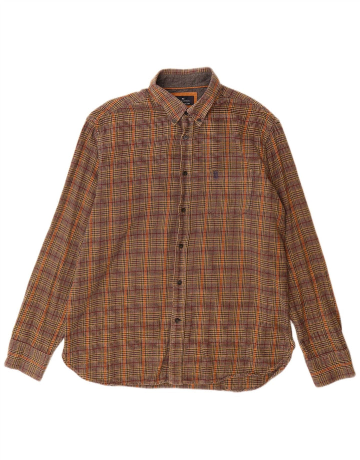 Marks & Spencer Chemise en flanelle Blue Harbour pour hommes, grand motif pied-de-poule marron