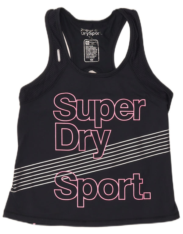 SUPERDRY Débardeur Graphique Femme UK 18 XL Nylon Noir