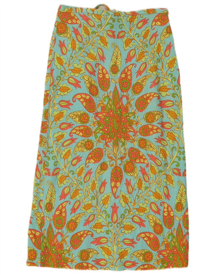 Zara Femme Jupe Midi Moyenne W28 Bleu Paisley