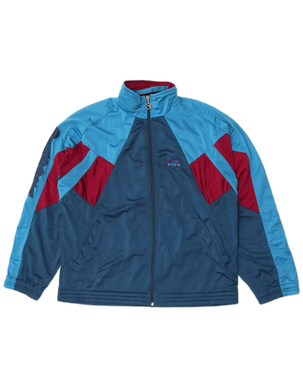 Diadora Survêtement complet graphique pour hommes UK 42 Large Bleu Colorblock Polyester