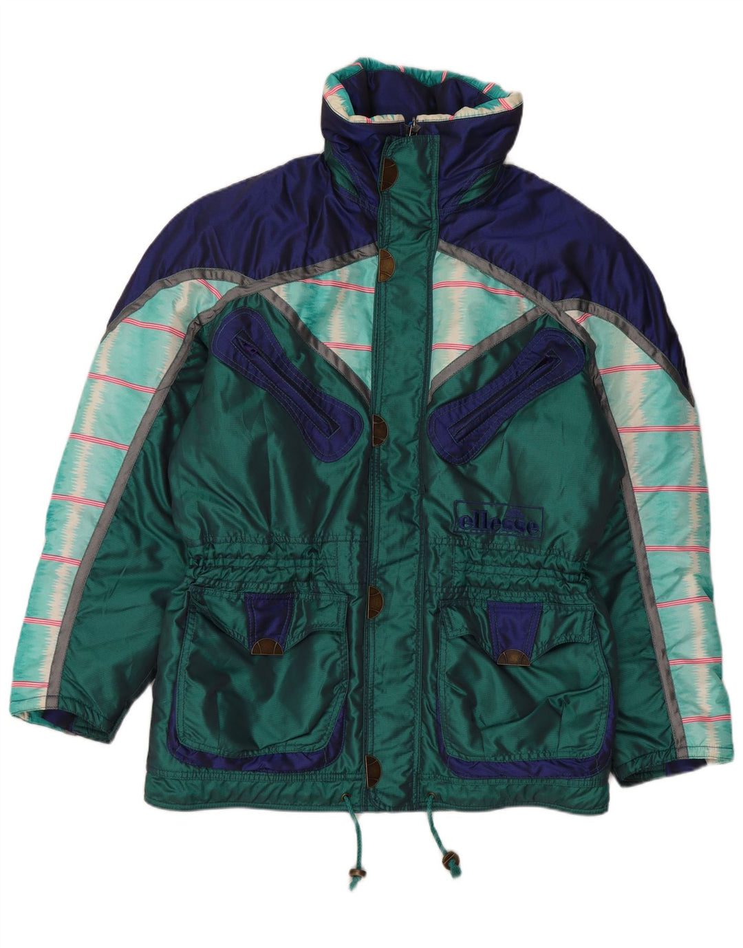 Ellesse Veste de ski à capuche coupe ample pour homme IT 48 Vert moyen Colourblock