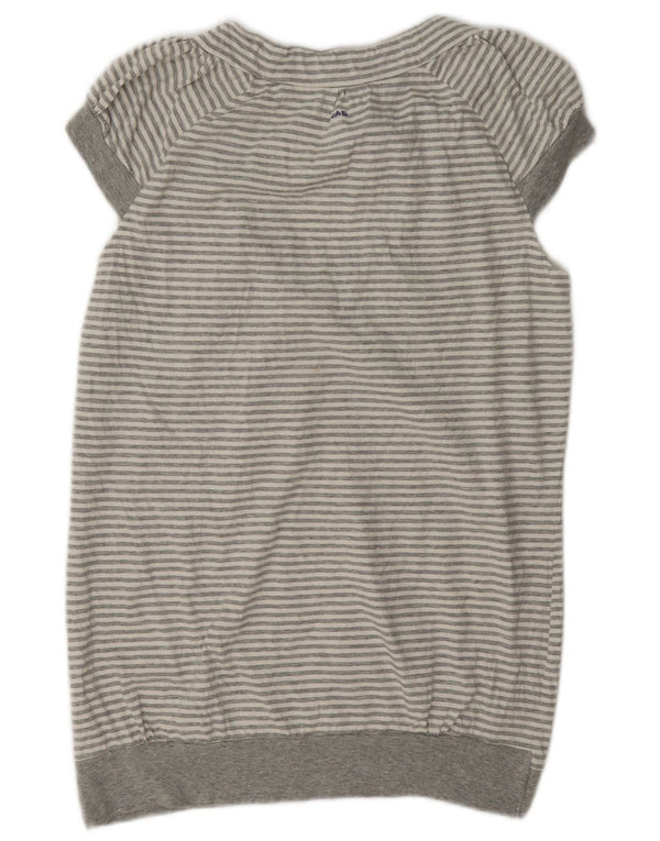 Gas Womens Graphic Blouse Top UK 14 Grand Gris Rayé Coton