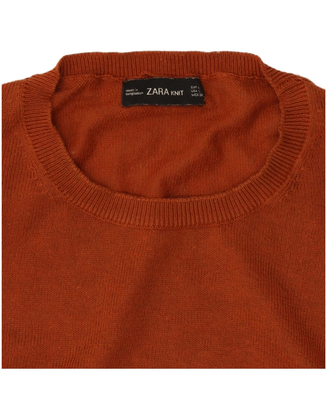 ZARA Pull à col rond pour femme UK 14 Large Orange