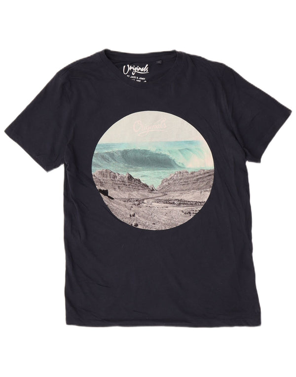 Jack & Jones T-Shirt Regular Graphic Homme Bleu Marine Moyen Nature