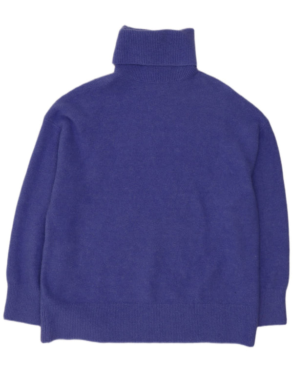 Zara Pull surdimensionné à col roulé pour femme UK 14 Acrylique bleu moyen