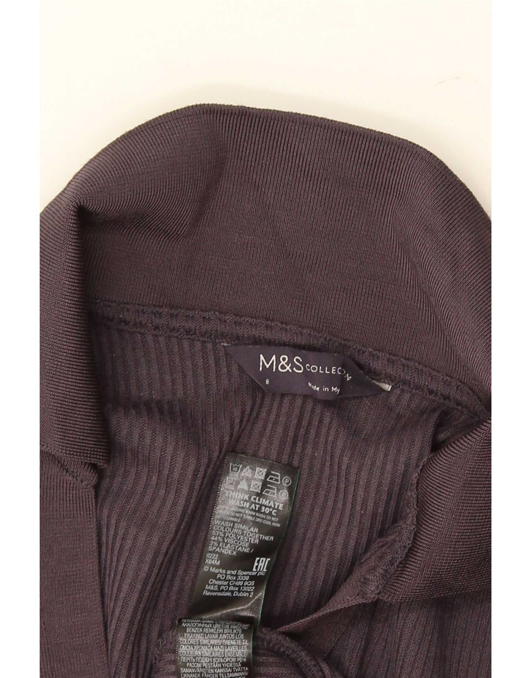 Marks & Spencer Polo à manches longues pour femme Uk 8 Small Gris Polyester