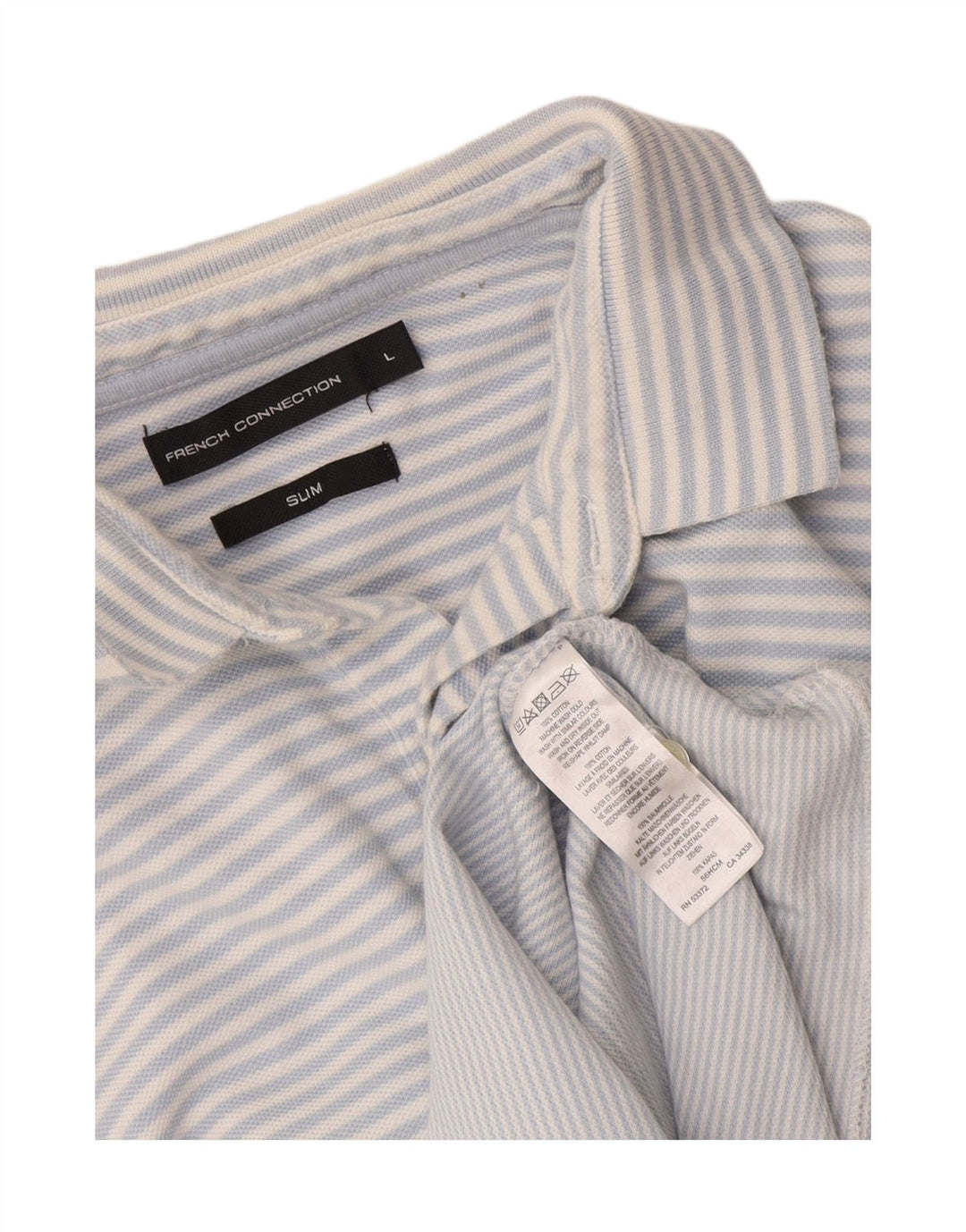 French Connection Polo Slim Homme Bleu Rayé Coton