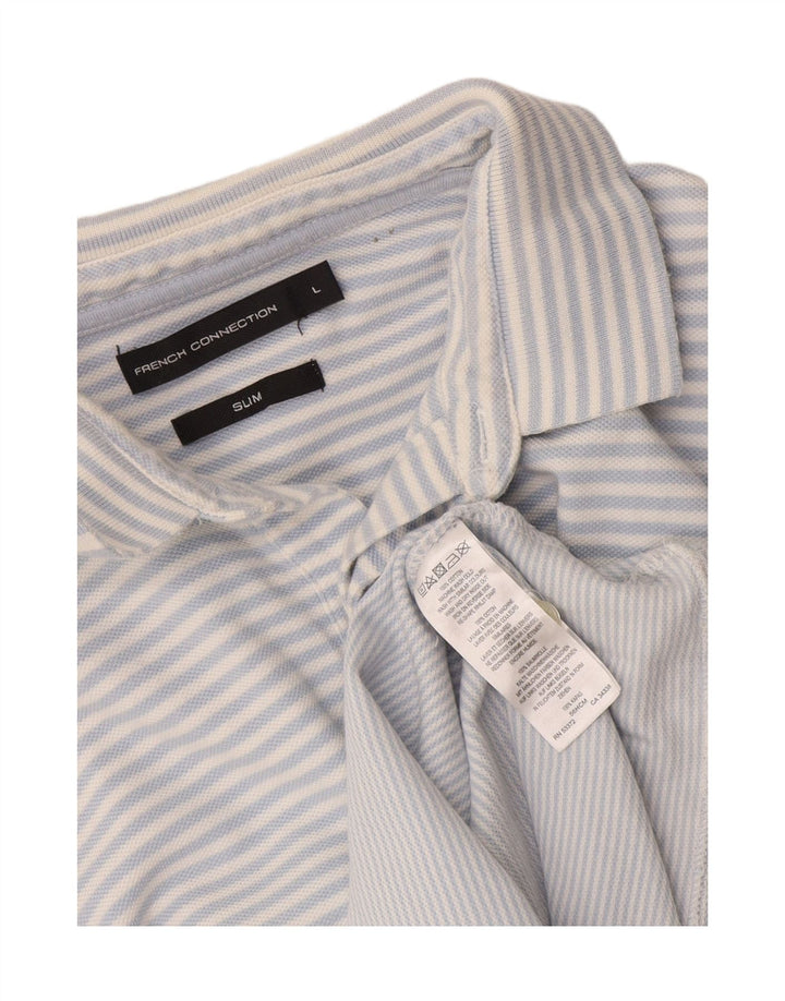French Connection Polo Slim Homme Bleu Rayé Coton