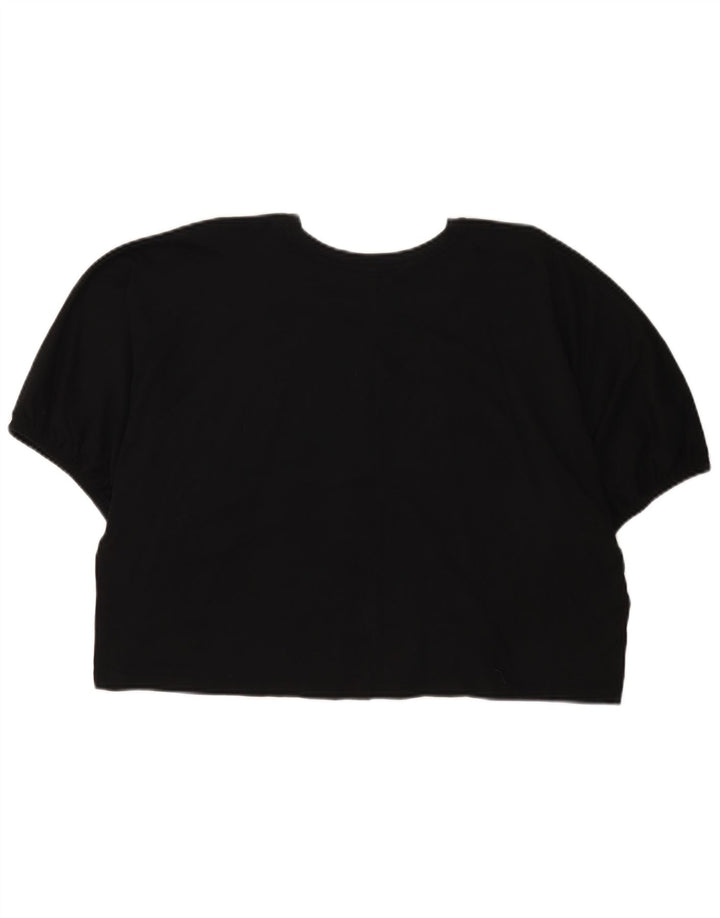 Zara Womens Crop Oversize T-Shirt Top UK 14 Noir Moyen