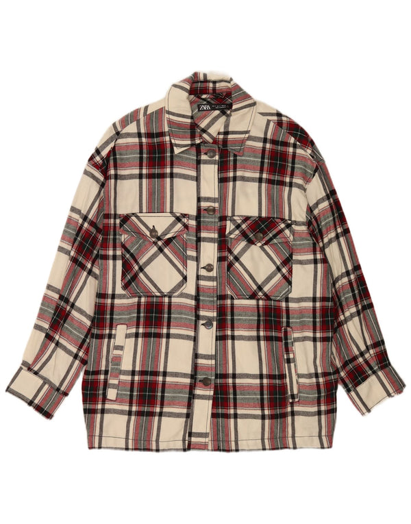 Zara Veste utilitaire surdimensionnée pour femme UK 10 Petit carreaux multicolores