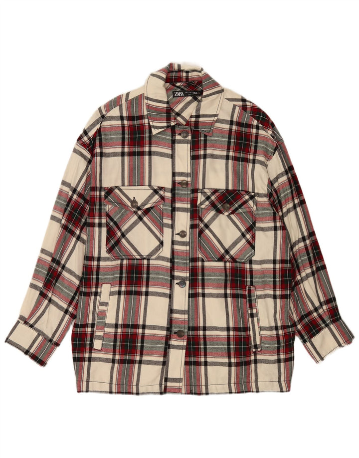 Zara Veste utilitaire surdimensionnée pour femme UK 10 Petit carreaux multicolores