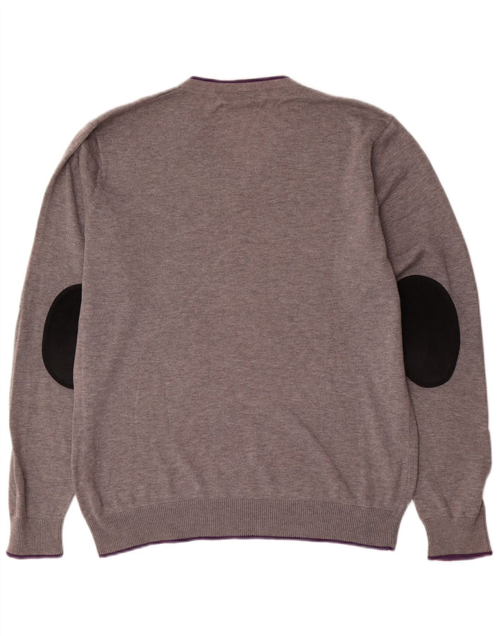 Gant Pull Col V Homme Gris Moyen Colorblock Coton