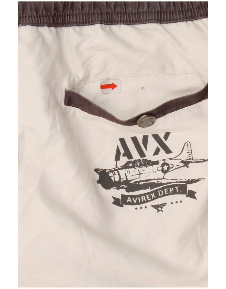 AVIREX Short de Bain Graphique Homme XL Blanc Polyester