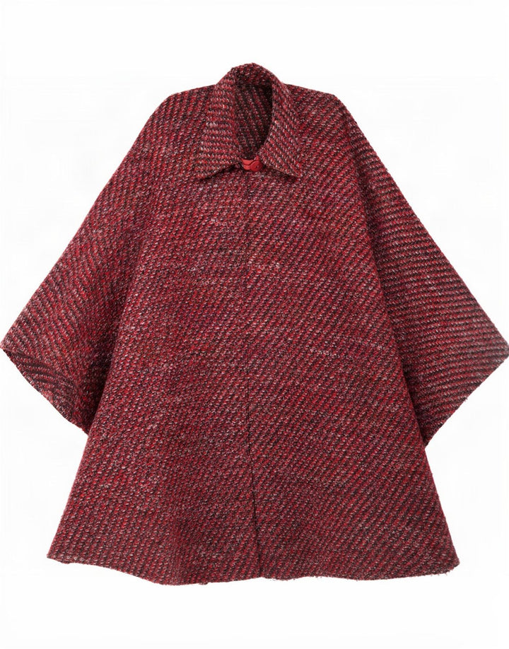 vintage Womens Cape Coat One Size Rouge Moucheté