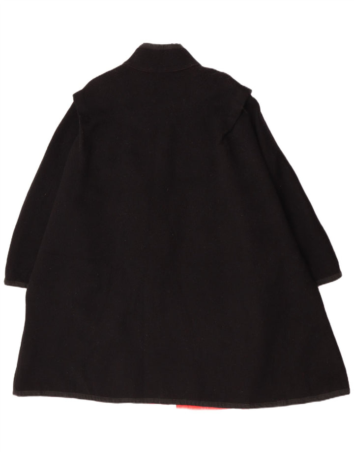 vintage Womens Réversible Overcoat UK 14 Medium Black Colourblock