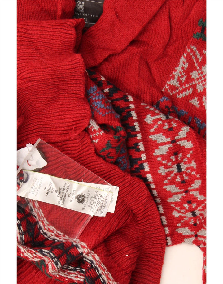 Marks & Spencer Pull à col châle pour homme Rouge moyen Fair Isle