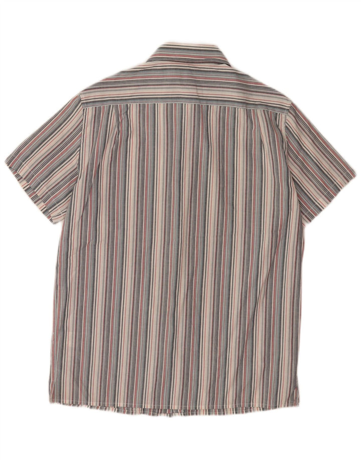 French Connection Chemise à Manches Courtes Homme Petit Gris Rayé Coton