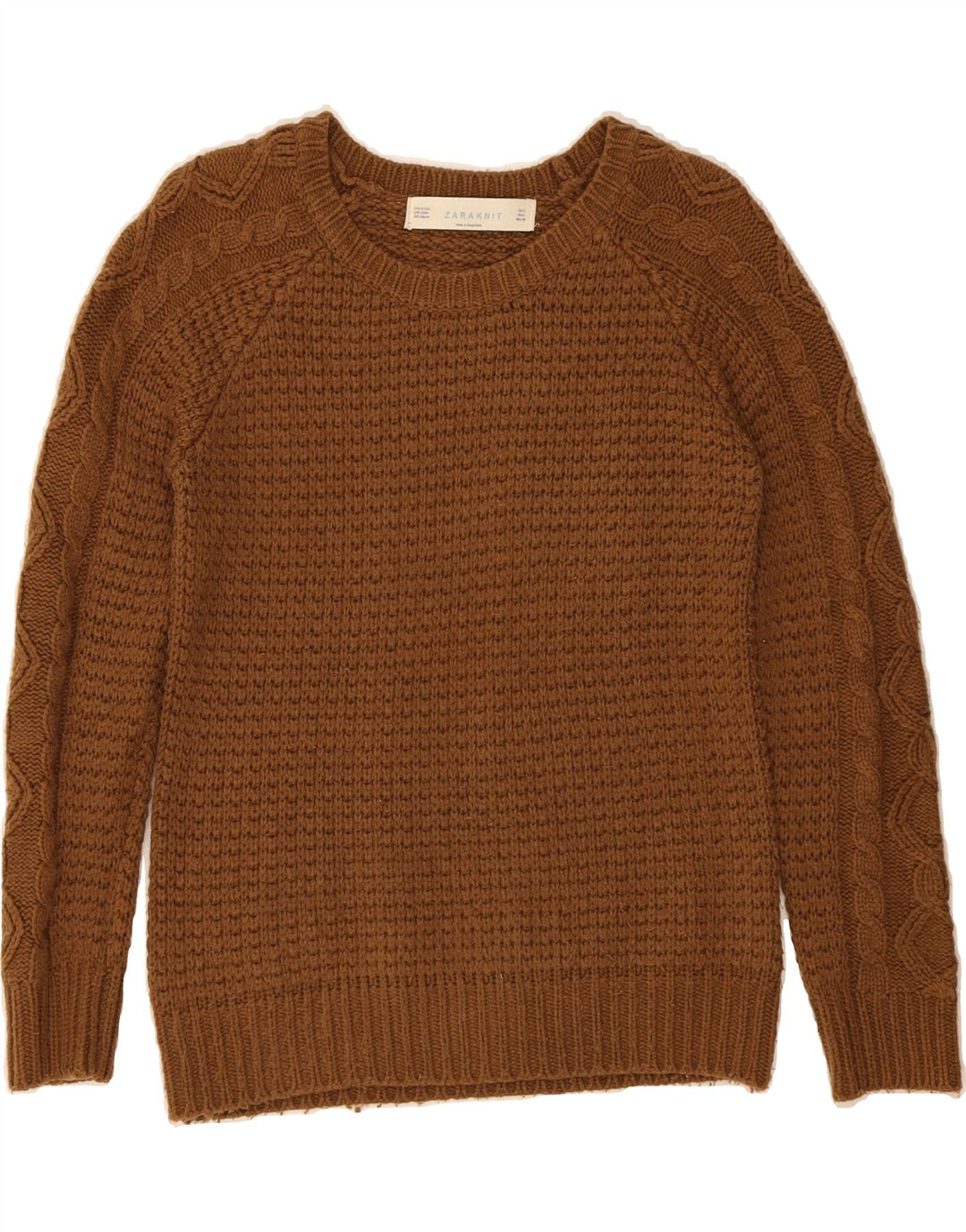 ZARA Womens Crew Neck Jumper Sweater UK 14 Large Brown Vintage Zara and Second-Hand Zara from Messina Hembry 