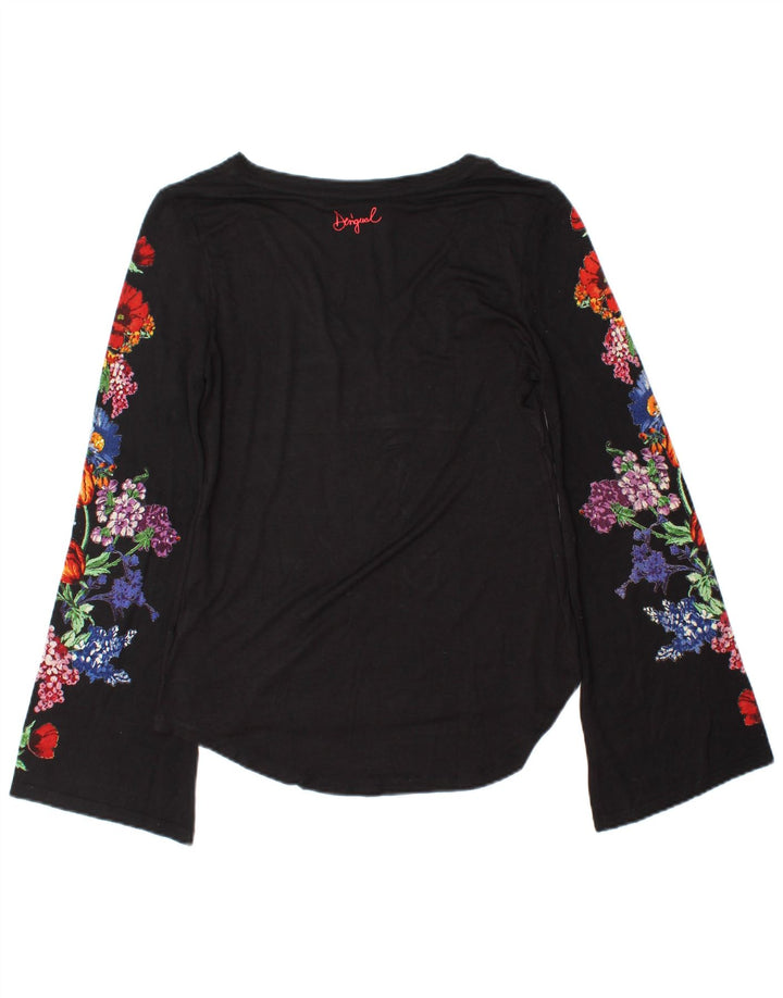 Desigual Haut à manches longues pour femme UK 10 Petit Noir Floral