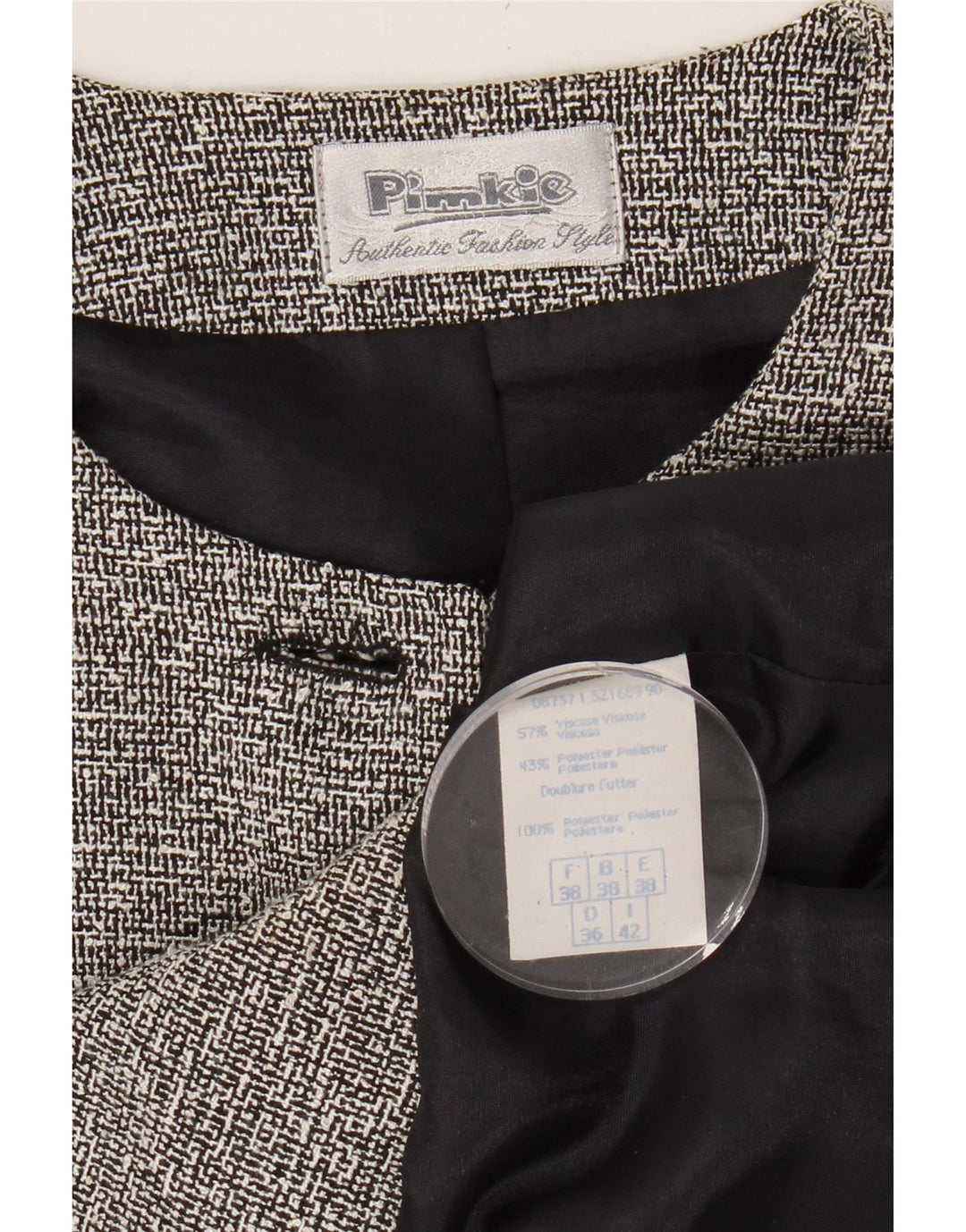 PIMKIE Womens Crop 4 Button Blazer Jacket IT 42 Medium Grey Flecked Vintage Pimkie and Second-Hand Pimkie from Messina Hembry 