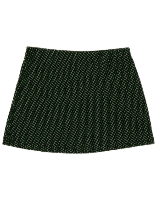 Zara Womens Knit Mini Jupe Large W30 Vert Géométrique