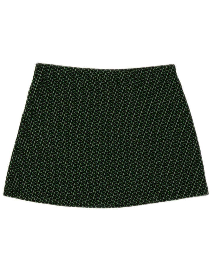 Zara Womens Knit Mini Jupe Large W30 Vert Géométrique